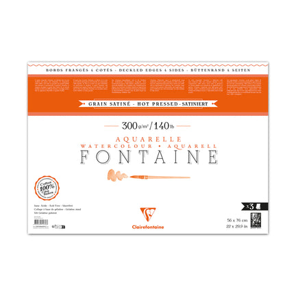 3-Sheet Fontaine Watercolour Paper Pack - Hot Pressed