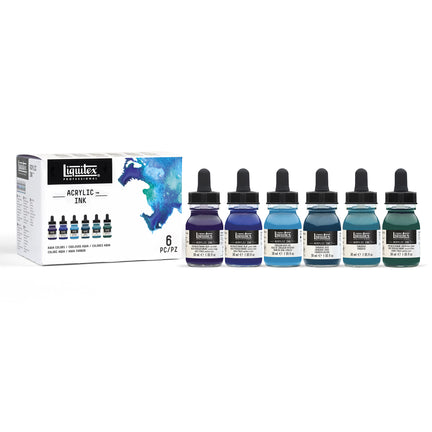 Acrylic Ink Set - Aqua Colours - 6 x 30 ml
