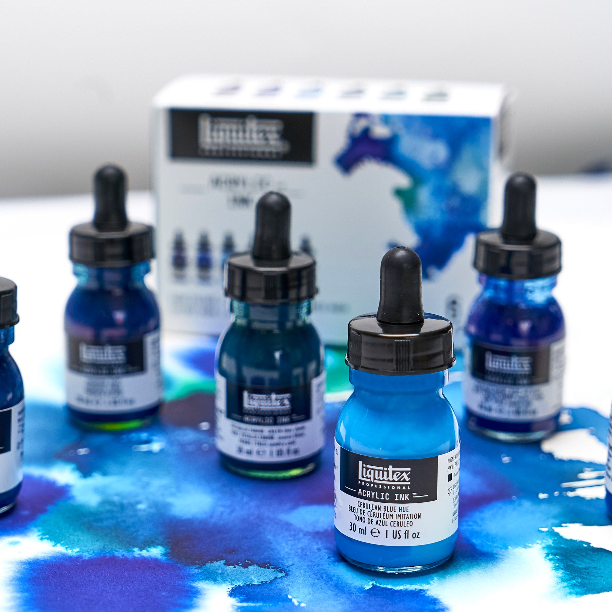 Acrylic Ink Set - Aqua Colours - 6 x 30 ml | DeSerres