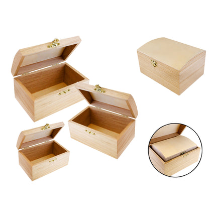 3-Piece Wooden Clasp Treasure Box Set