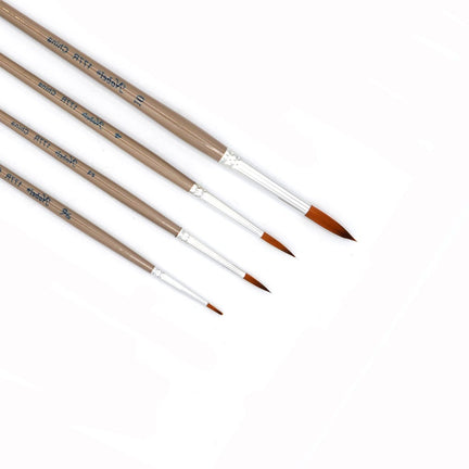 Round golden synthetic brushes, set of 4