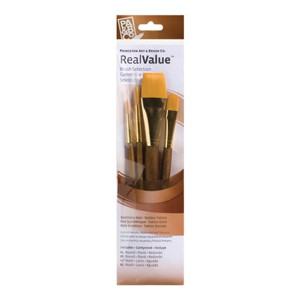 4-Piece Synthetic Gold Taklon Brush Set - 9146