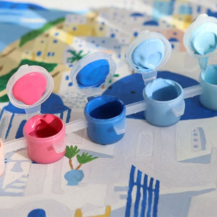 Peinture Numero Adulte, Santorin Kit De Peinture à L'huile Sur Toile Par Numéro, Paysage Peinture Par Numéros Pour Enfants Ou Débutants, DIY Paint By Numbers Kits Avec Pinceaux Et Pigment 60x80cm Y-3