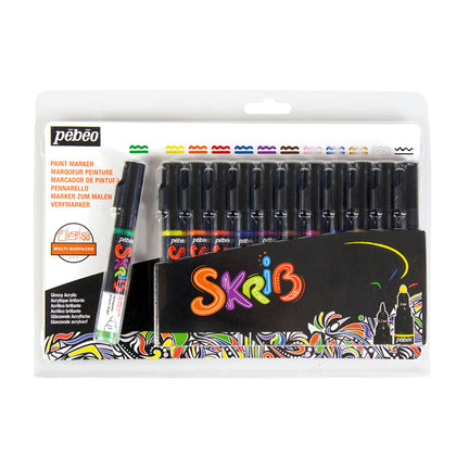 Set of 12 Skrib Acrylic Paint Markers - Classic