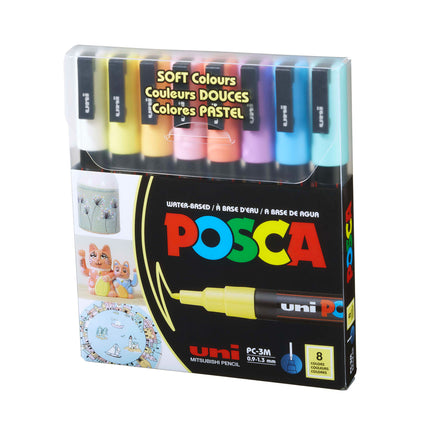 8-Piece Posca Marker Set - Fine Tip, Soft Colours