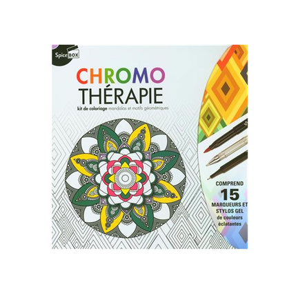 Chromo thérapie : Kit de coloriage mandalas et motifs géométriques - French Ed.