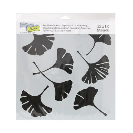 Plastic Stencil - Gingko Leaves, 12 x 12 in
