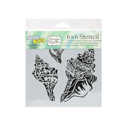 Plastic Stencil - Conch Shells, 6 x 6 in