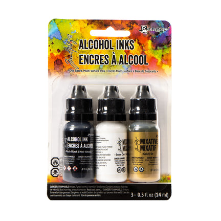 3-Pack Alcohol Inks - Black/White/Gold