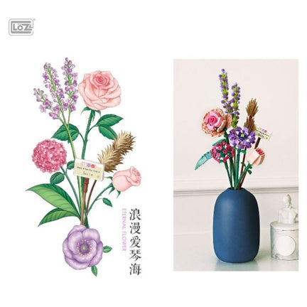 DIY LOZ Mini Street - Rose, Camellia, Lavender & Orchid Bouquet