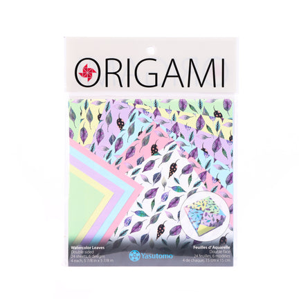 Origami Paper - Watercolour Leaves, 24 Sheets