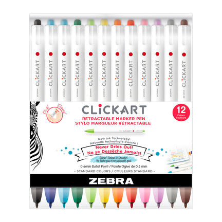 12-Pack ClickArt Marker Pens - Assorted Colours