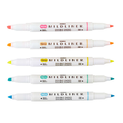 Zebra Pen Mildliner Double Ended Highlighter, Assorted Fluorescent Set, 5 CT