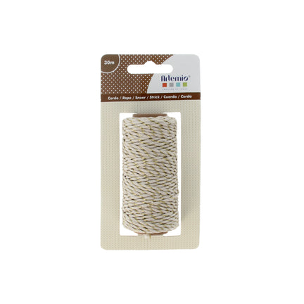 Cotton rope with gold thread 1.5 mm x 30 m