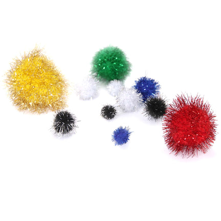 Glitter Pompoms-Assorted Sizes and Colours