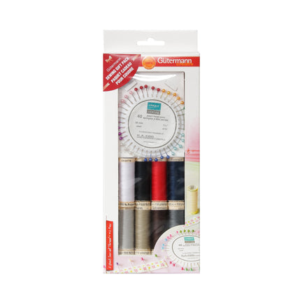 Sewing gift pack – 8 spools and 40 pearl-head steel pins
