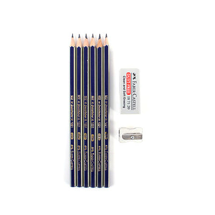 Set of 6 graphite sketching pencils