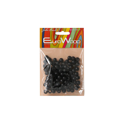 100-Pack Round Large-Hole Wooden Beads - Black