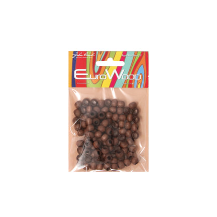 100-Pack Round Large-Hole Wooden Beads - Brown
