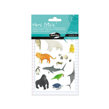 62-Pack Mimi Stick' Stickers - Endangered Animals