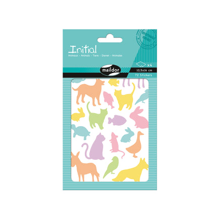 72-Pack Initial Stickers - Animals