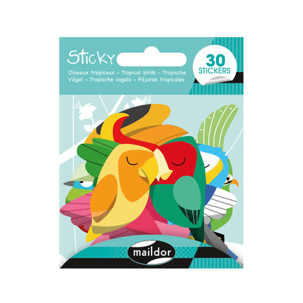 30-Pack Sticky Stickers - Tropical Birds