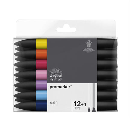 13-Piece Double-Tip Promarker Marker Set in Assorted Colors - Bullet and Chisel Tip
