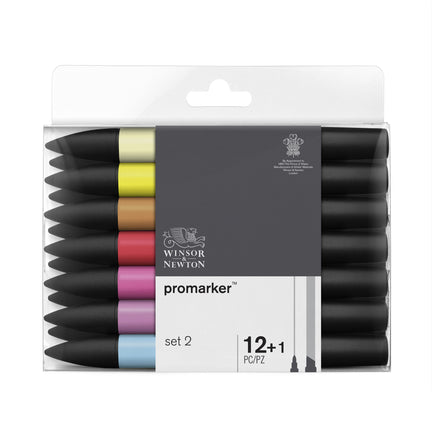 13-Piece Double-Tip Promarker Marker Set in Assorted Colors - Bullet and Chisel Tip