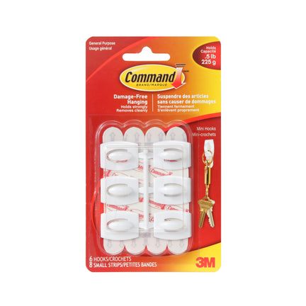 6-Pack Command Mini Hooks - White