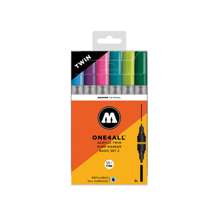 One4All Markers – Acrylic Twin Basic 2 – Pack of 6 double markers