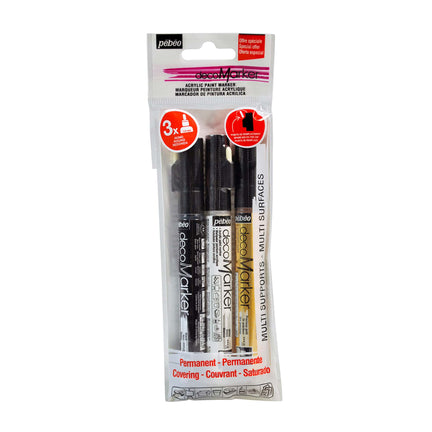 Set of 3 Decomarkers &ndash; 1.2 mm, black, white and gold