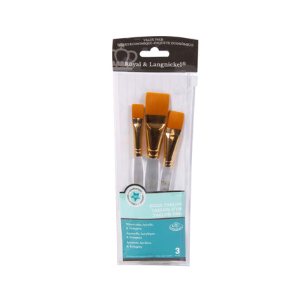 Gold Taklon Paintbrushes - Set of 3