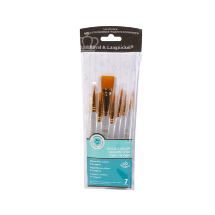 Gold Taklon Paintbrushes — Set of 7