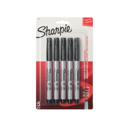 Set of 5 Permanent Markers Ultra-Thin