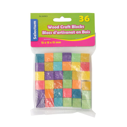 36 Coloured Wood Craft Blocks