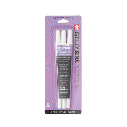 Set 3 stylos rollers blanc Gelly Roll Basic à encre gel 0,3/0,4/0,5 mm