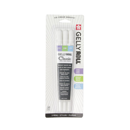 Set of 3 White, Assorted Nibs Gelly Roll® Pens