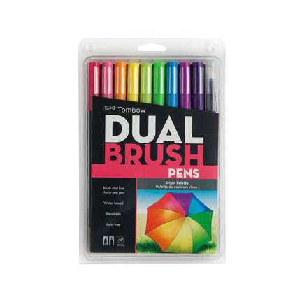 10-Pack Dual Brush Pens - Bright